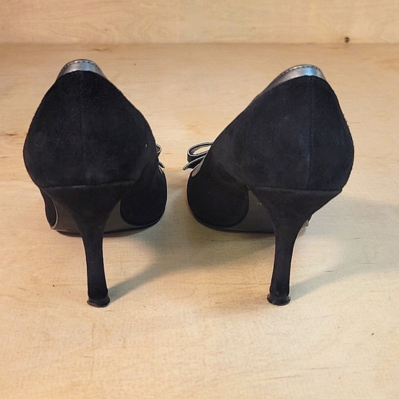 Franco Fortini Pand Black Suede 3 1/2 Inch Heels - Picture 5 of 7